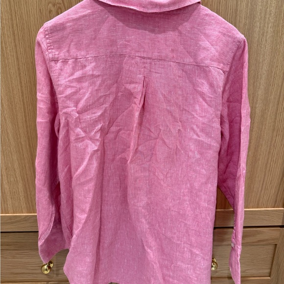 TALBOTS Boyfriend Linen Button-Down Shirt in Pink - Picture 5 of 6